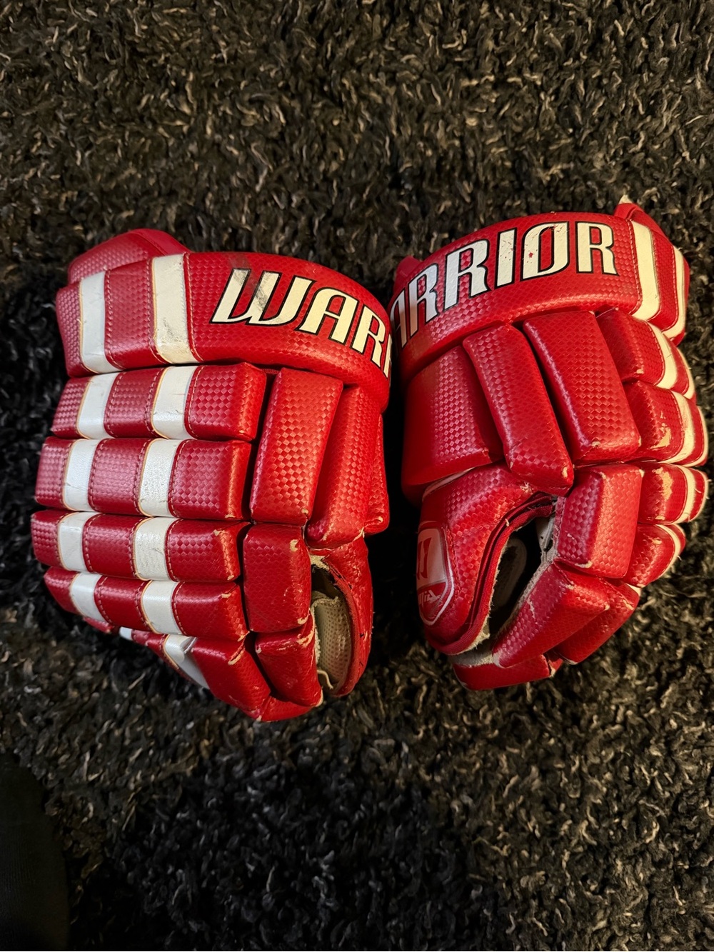 Warrior 14” Hockey Gloves -  Red/White